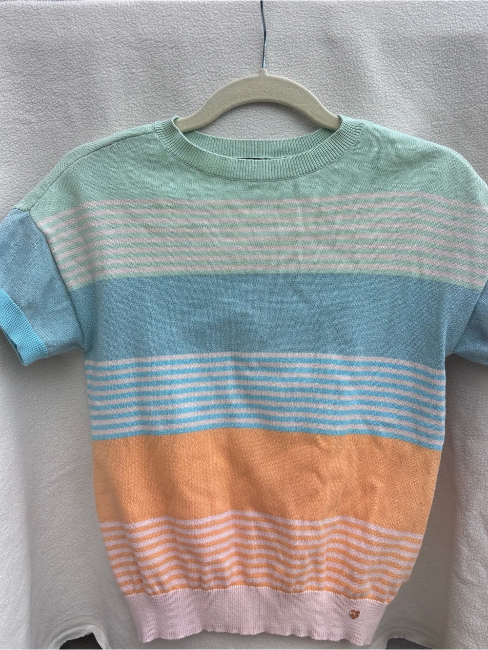 Kids Pastel Stripe Knit Tee in Mint, Light Blue, Peach and Pale Pink by Nono.eu